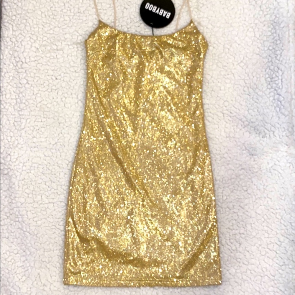 Gold sparkle mini dress